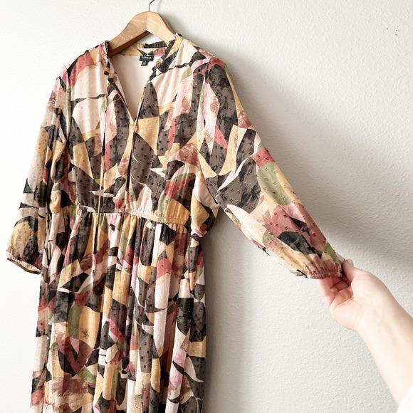 Torrid Clip Dot Abstract Geo Print Chiffon V Neck 3/4 Sleeve Dress Size 2X‎ - Picture 3 of 13